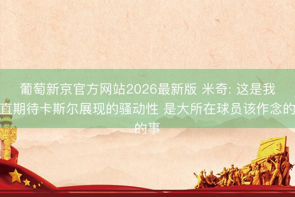 葡萄新京官方网站2026最新版 米奇: 这是我一直期待卡斯尔展现的骚动性 是大所在球员该作念的事