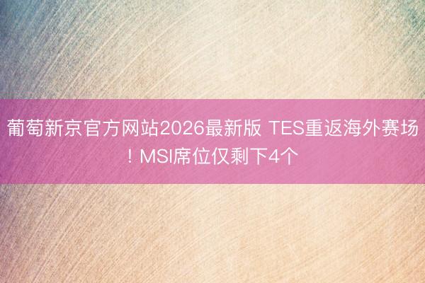 葡萄新京官方网站2026最新版 TES重返海外赛场! MSI席位仅剩下4个