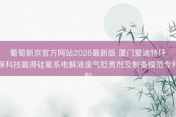 葡萄新京官方网站2026最新版 厦门爱迪特环保科技赢得硅氟系电解液废气贬责剂及制备模范专利