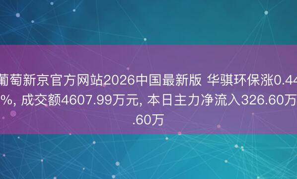 葡萄新京官方网站2026中国最新版 华骐环保涨0.44%， 成交额4607.99万元， 本日主力净流入326.60万