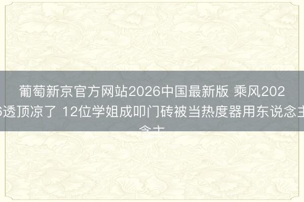 葡萄新京官方网站2026中国最新版 乘风2026透顶凉了 12位学姐成叩门砖被当热度器用东说念主