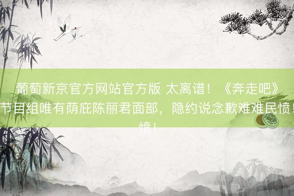 葡萄新京官方网站官方版 太离谱！《奔走吧》节目组唯有荫庇陈丽君面部，隐约说念歉难难民愤！