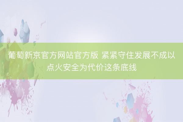 葡萄新京官方网站官方版 紧紧守住发展不成以点火安全为代价这条底线