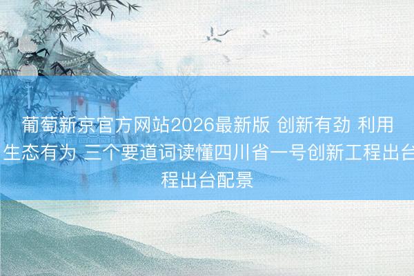 葡萄新京官方网站2026最新版 创新有劲 利用有成 生态有为 三个要道词读懂四川省一号创新工程出台配景